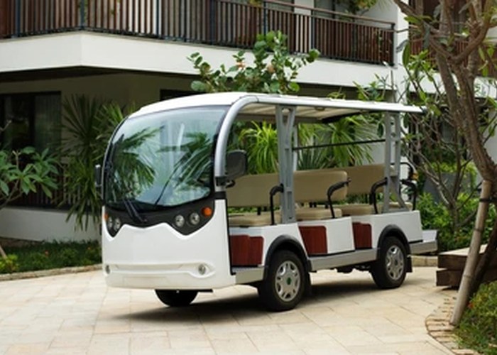 resort golf cart fleet charging and parking area