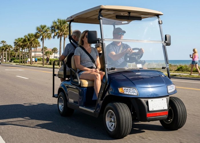 off road tire inspection on electric golf cart