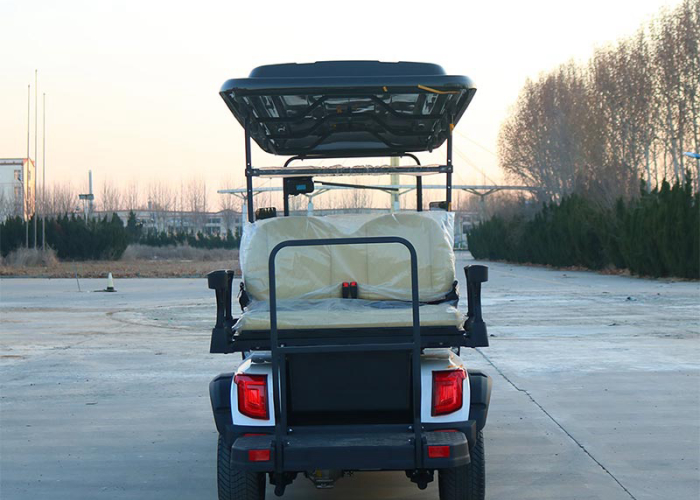 electric golf cart side profile checked for delivery damage and alignment